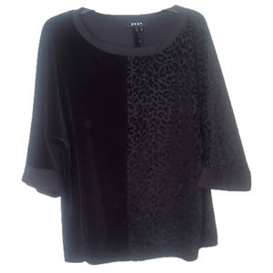 DKNY velvet half and half leopard top